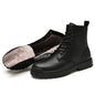 Genuine Leather Motorcycle Boots Men Winter Warm Snow Ankle Boots Man Quality Outdoor Shoes Leisure Walking Shoes Big Size 38-48