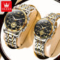 OLEVS Luxury Flywheel Design Couple Wristwatch Chronograph Waterproof Moon Phase Watch Brand Original Quartz Watch for Men Women