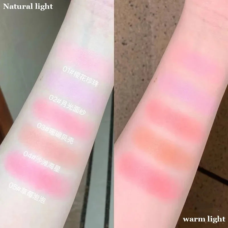 Flower Knows Strawberry Rococo Embossed Blush Fine Powder Makeup Smooth Long Lasting Blusher Waterproof Blush Maquiagem