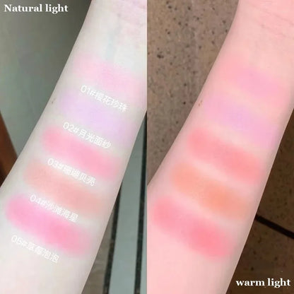 Flower Knows Strawberry Rococo Embossed Blush Fine Powder Makeup Smooth Long Lasting Blusher Waterproof Blush Maquiagem
