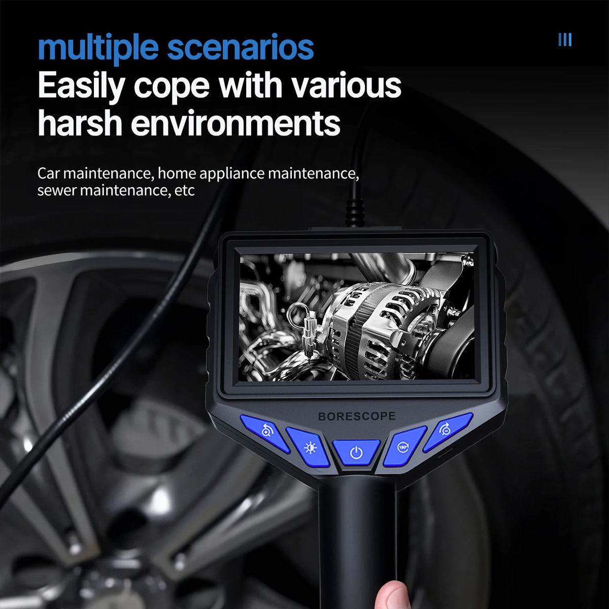 Endoscope Camera with Light, 8mm 1080P HD Borescope, IP67 Waterproof Snake Camera，Inspecting Walls, Automotive Engines, Pipes