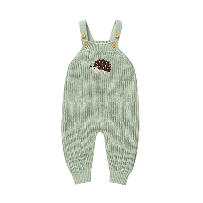 Baby Girls Boys Rompers Cute Hedgehog Knitted Newborn Sleeveless Sunsuits Jumpsuits 0-18m Infant Unisex Overalls Toddler Costume