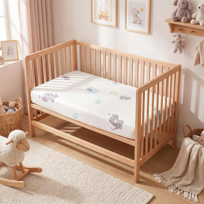 Cute Printed Patterned Sheet/Mattress Cover, Children's 100% Cotton Breathable and Moisture-Wicking Patchwork Mattress Cover.