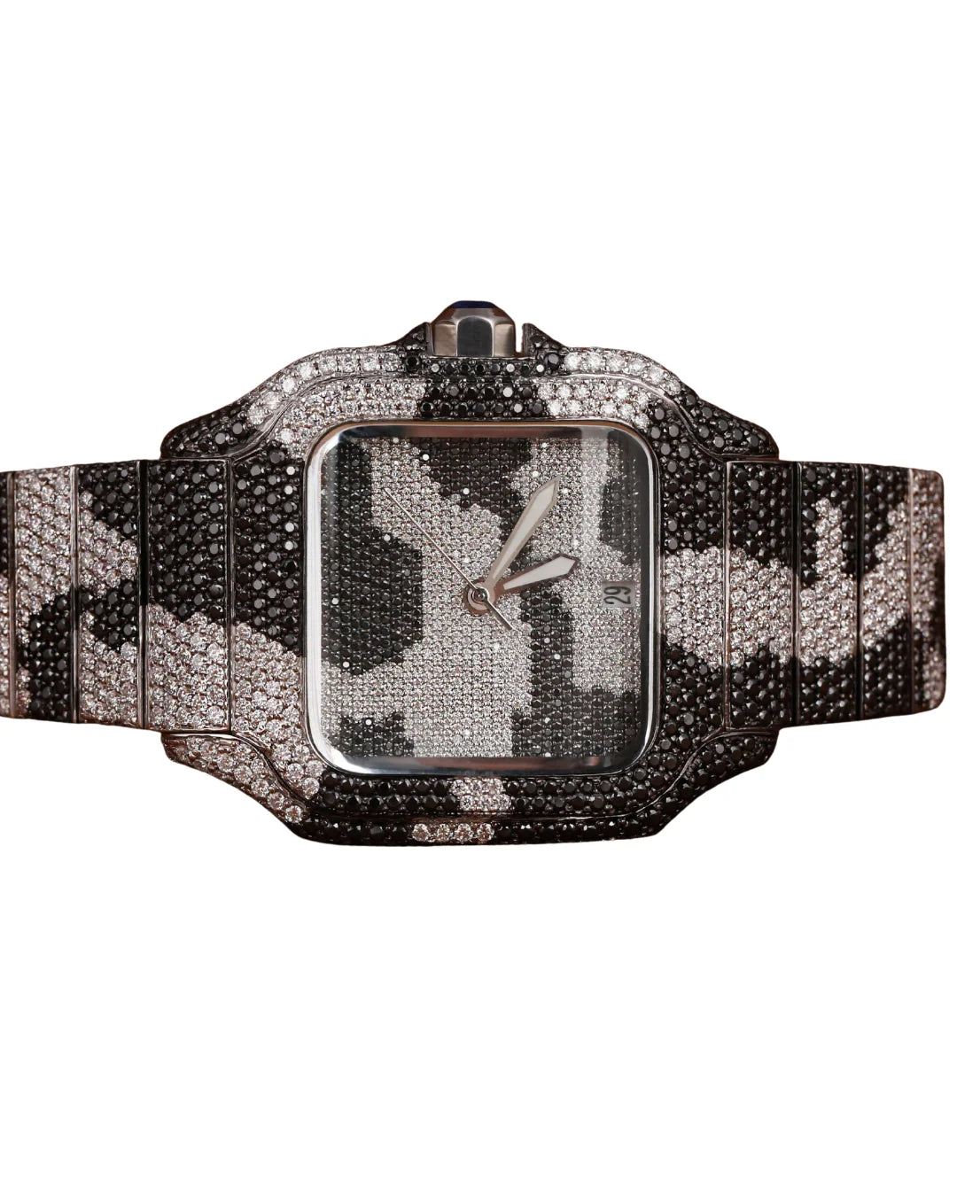 Simple Full Diamond Watch for Men's Wedding and Partywear Stick And White Gold Band Dial Watch for Export Sale