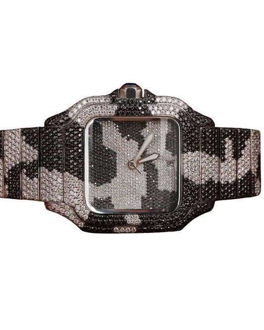 Simple Full Diamond Watch for Men's Wedding and Partywear Stick And White Gold Band Dial Watch for Export Sale