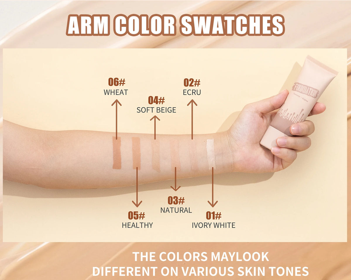 Full Coverage Foundation, Matte Finish Oil-control Liquid Foundation, Covering Blemishes And Dark Spot, Concealer Cream
