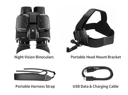 Night Vision Head Mounted Goggles 10X Digital Zoom 4K HD Infrared Binoculars 850nm 9 Levels Hands Free Helmet for Hunting