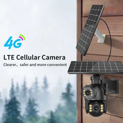 Neye P18 Solar Powered 4G SIM Card Camera 4K 8MP Outdoor Dual Lens PTZ Camera PIR Human Detection Ultra Long Battery Life