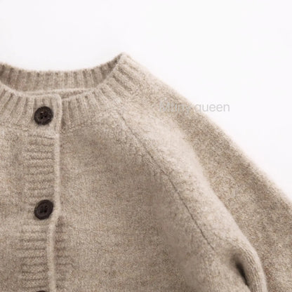 2026 Autumn New Children Long Sleeve Knit Coat Boys Girls Cotton Knitted Cardigan Baby Vintage Sweater Jacket Kids Clothes