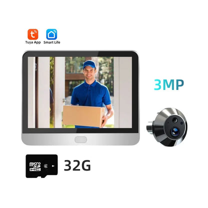3MP Tuya Smart Security Outdoor House Door Video Eye With Camera Alexa PIR Motion Detect Wifi Peephole Door Camera For Home