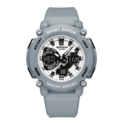 SANDA Outdoor Men's Electronic Wristwatch Large Dial Multifunctional Waterproof Luminous Alarm Military Sports Watch