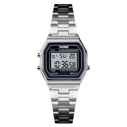 SKMEI 1415 Luxury Retro Digital Sports Watch for Women Stainless Steel Electron Waterproof Wristwatches Girl Clock Reloj Hombre