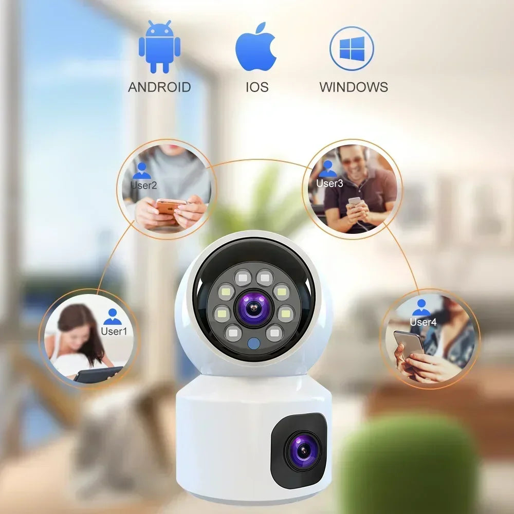 8MP 4K Wifi Surveillance Camera Wireless Security PTZ IP Camera AI Human Tracking 10X Zoom Security Camera Dual Screen Monitor