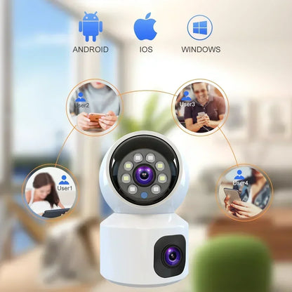 8MP 4K Wifi Surveillance Camera Wireless Security PTZ IP Camera AI Human Tracking 10X Zoom Security Camera Dual Screen Monitor