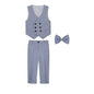 Teenager Kids Beige WaistCoat Shirt Pants Bowtie Tuxedo Dress Boys Vest Suit For Wedding Children Host Photograph Party Costume