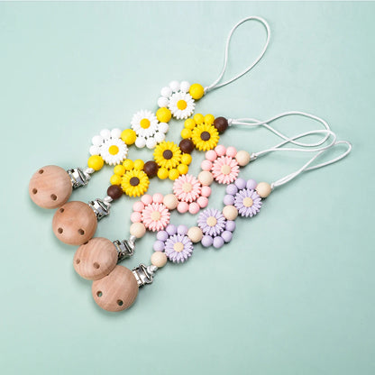 LOFCA Baby Silicone Teethers Pacifier WoodenClips Chain For Baby Pendant Nipple Holder Baby Teething Toys BPA Free Chew Beads