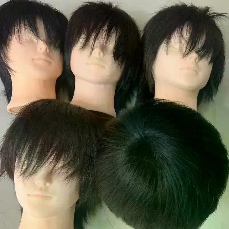Real Human Hair Mannequin Head Short Black Hair Perfect For Barber Training Practice Beauty Styling Tool