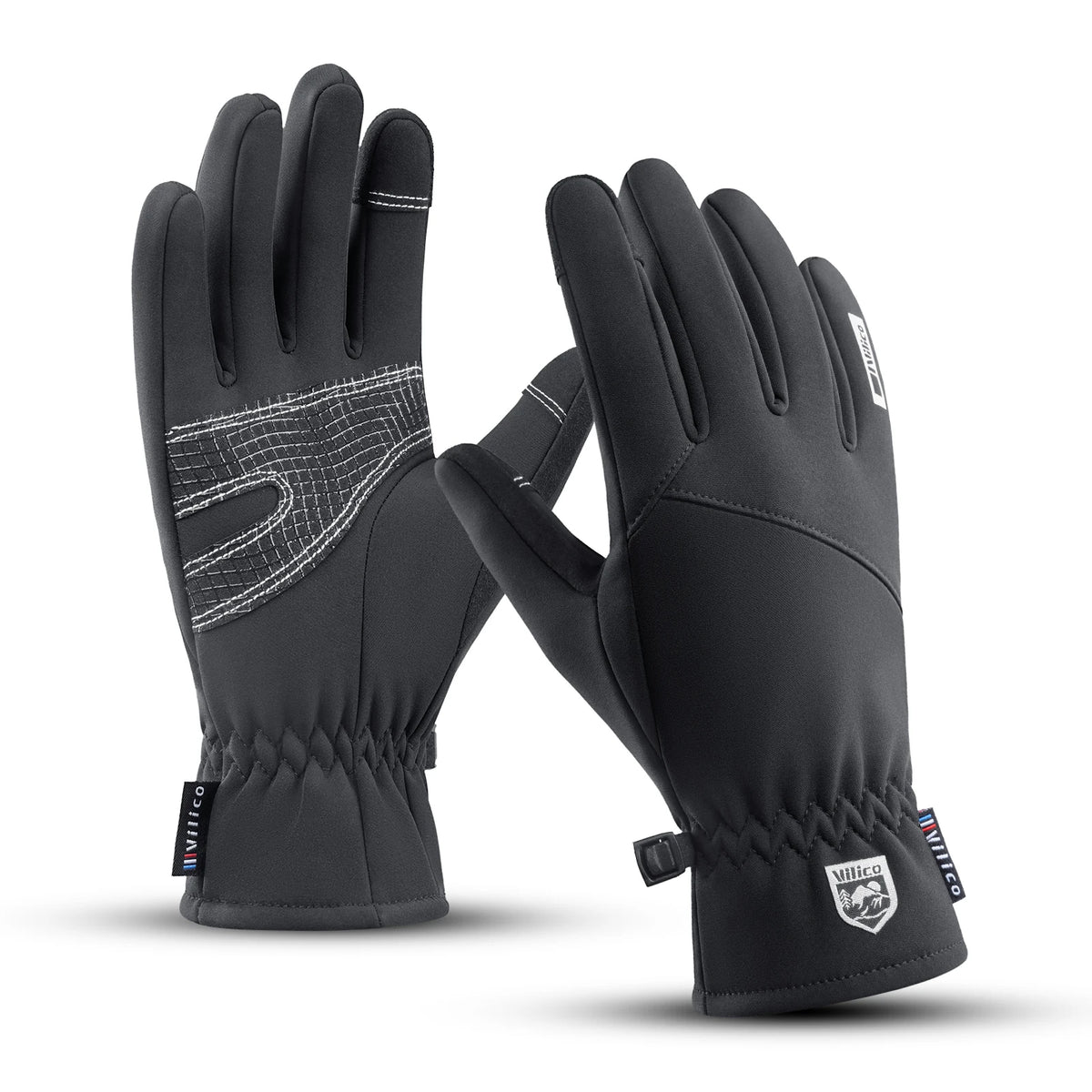 Men Winter Waterproof Cycling Gloves Outdoor Sports Running Motorcycle Ski Touch Screen Fleece Gloves Non-slip Warm Full Fingers