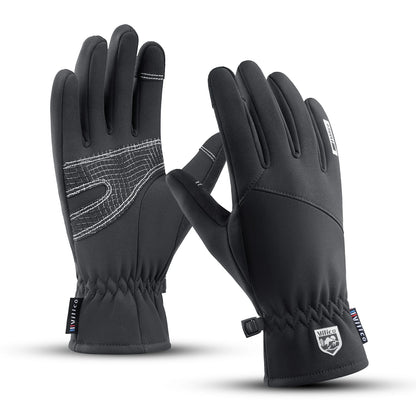 Men Winter Waterproof Cycling Gloves Outdoor Sports Running Motorcycle Ski Touch Screen Fleece Gloves Non-slip Warm Full Fingers