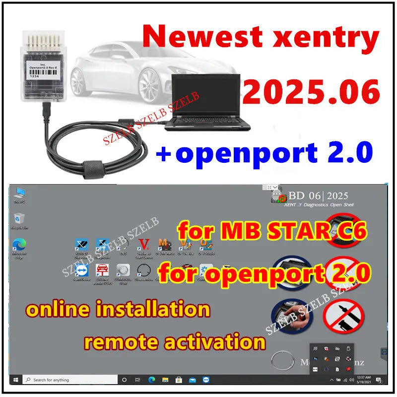 2025.06 Full Xentry Softwares Vediamo DTS-Monaco WIS EPC Starfinder Online Install+Tactrix Openport 2.0 OBD2 OBD 2 Scanner Tool