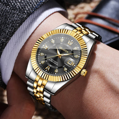 2PCS Fashion Couple's Watches Set Luxury Rhinestone Roma Dial Women Quartz Watch Men Calendar Business Wristwatches（Without Box）