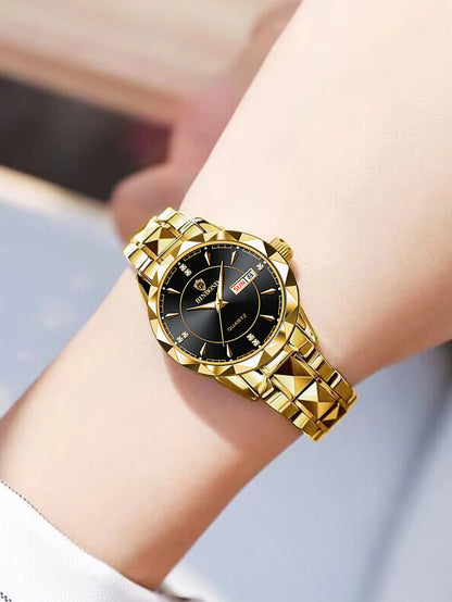 BINBOND Fashion Couple Watches Waterproof Diamond Valentine Day Lover Gift Stainless Steel Watch Men Women Quartz Watch 2pcs