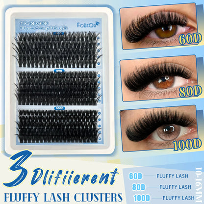 0.07mm DIY 5D Fluffy Lash Clusters 60D 80D 100D Thick Eyelash Clusters D Curl Wispy Individual Lashes 10-16mm Eyelash Extension