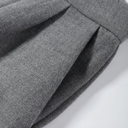 Casual Solid Woolen Top Pants Set Women Puff Full Sleeve Closed Waist Blouse Straight Trousers Sets 2026 Autumn Winter Lady Suit