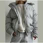 Stripe Women's Padded Cotton Coats Pant Suit Hooded Zipper Puffer Coat Loose Thick Pants 2026 Fashion Lady Autumn Winter Ski Set