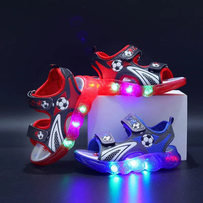 Children's Flashing Soft Sole Sandals Student LED Light-Up Shoes Boys and Girls Light-Up Sandals kids Glowing Beach Shoes