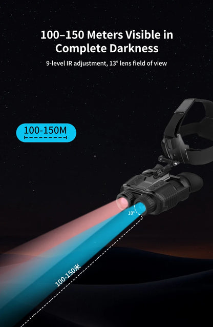 Night Vision Head Mounted Goggles 10X Digital Zoom 4K HD Infrared Binoculars 850nm 9 Levels Hands Free Helmet for Hunting