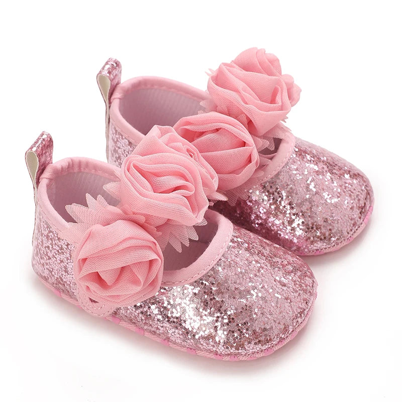 Baby Learning Walk Shoes, Elegant 3D Flower Infant Crib Shoes,Multi Style Soft Dress Footwear for Newborn Baby Girls 0-18Months