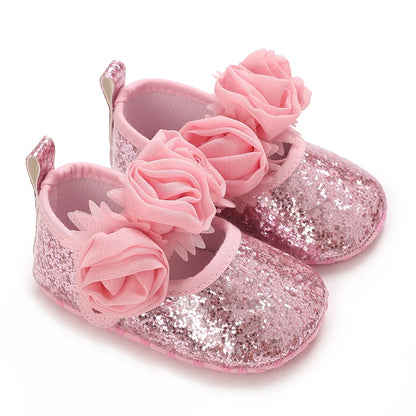 Baby Learning Walk Shoes, Elegant 3D Flower Infant Crib Shoes,Multi Style Soft Dress Footwear for Newborn Baby Girls 0-18Months