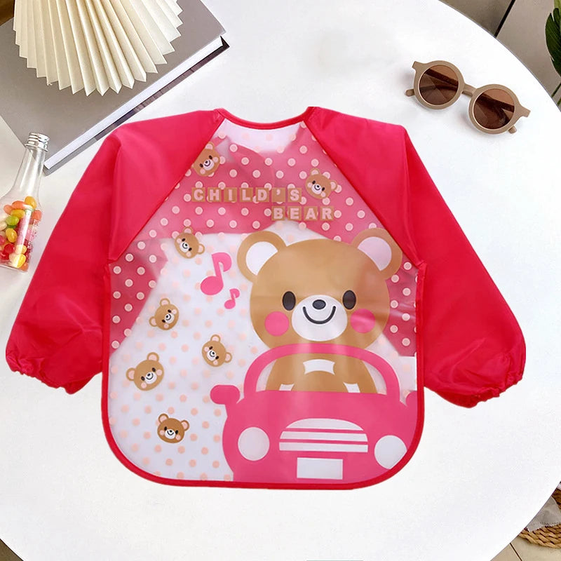 Baby Smock Bibs Waterproof Long-sleeved Eating Feeding Art Apron Newborn Toddler Burp Cloths Fit 0-3 Years Dropshipping