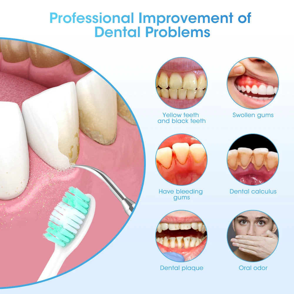 Electric Teeth Cleaner Dental Remover Calculus Plaque Stains and Tartar Oral Care Teeth Whitening Kits Rechargeable Toothbrush