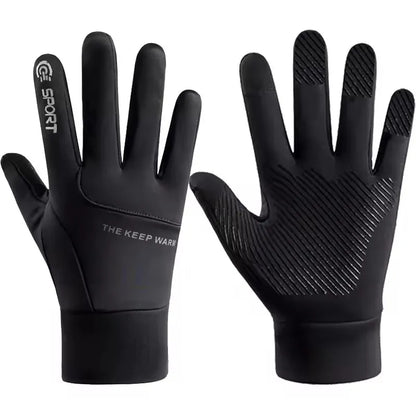Men Winter Outdoor Warm Full Finger Gloves Waterproof Anti-Slip Touch Screen Compatible Cycling Sports Gloves Thickened Warm
