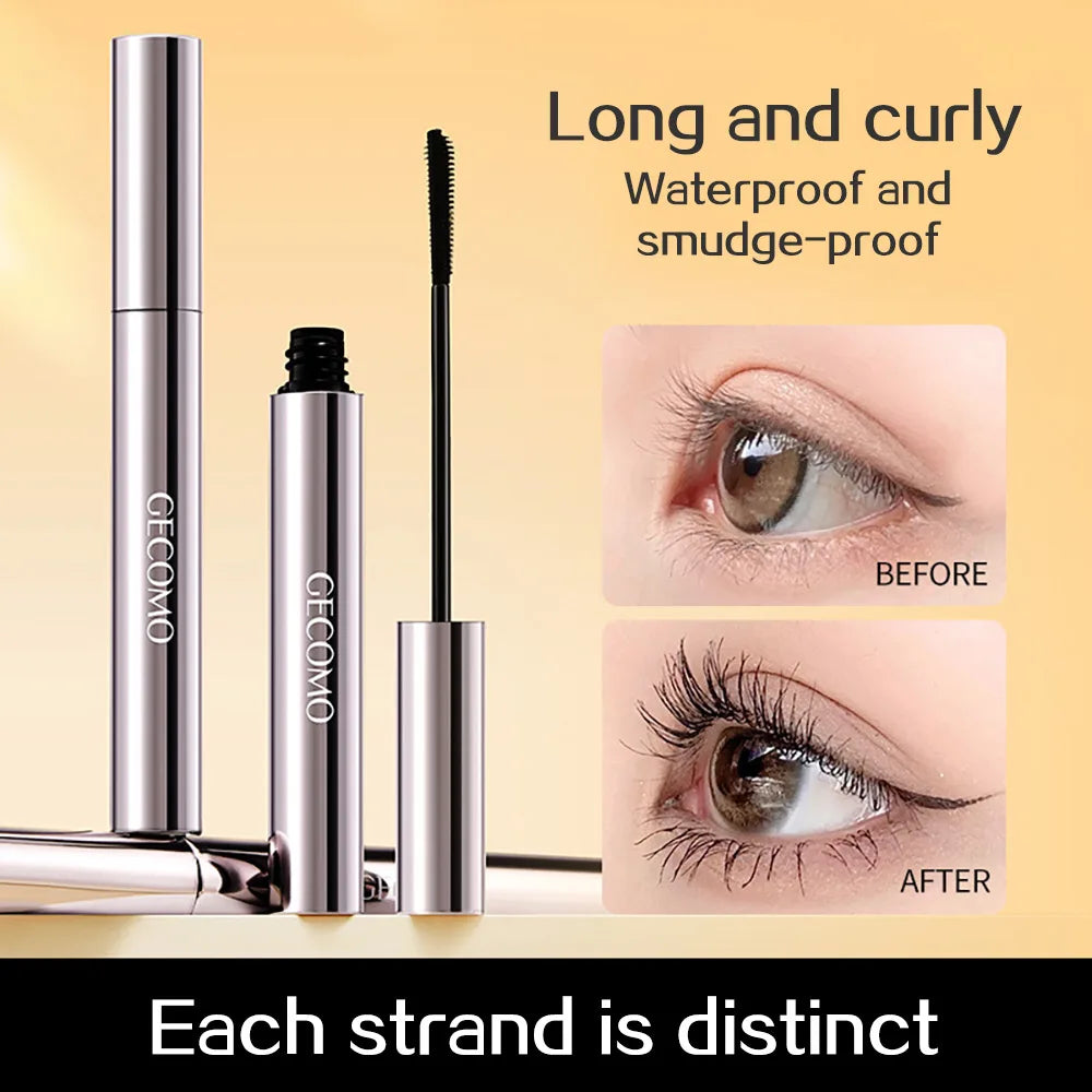 GECOMO slim three-dimensional mascara, each eyelash is clearly curled and does not smudge, long-lasting eyelash primer