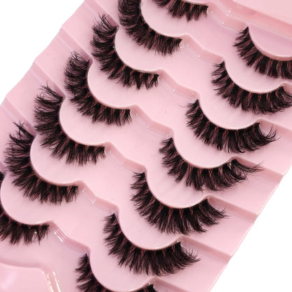NEW 7pairs 8D Mink Lashes Natural Short False Eyelashes Mink Eyelashes 3D Mink Lashes Wispy HandMade Full Strip Lashes  Makeup