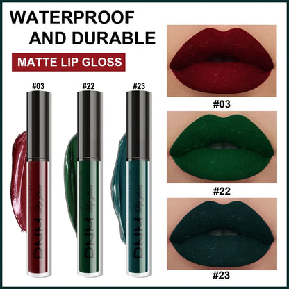 DNM 3PCS Liquid Lipstick Sets Waterproof Matte Black Blue Purple Blue Sexy Lip Gloss Long Lasting Nude Lip Tint Stain Makeup Kit