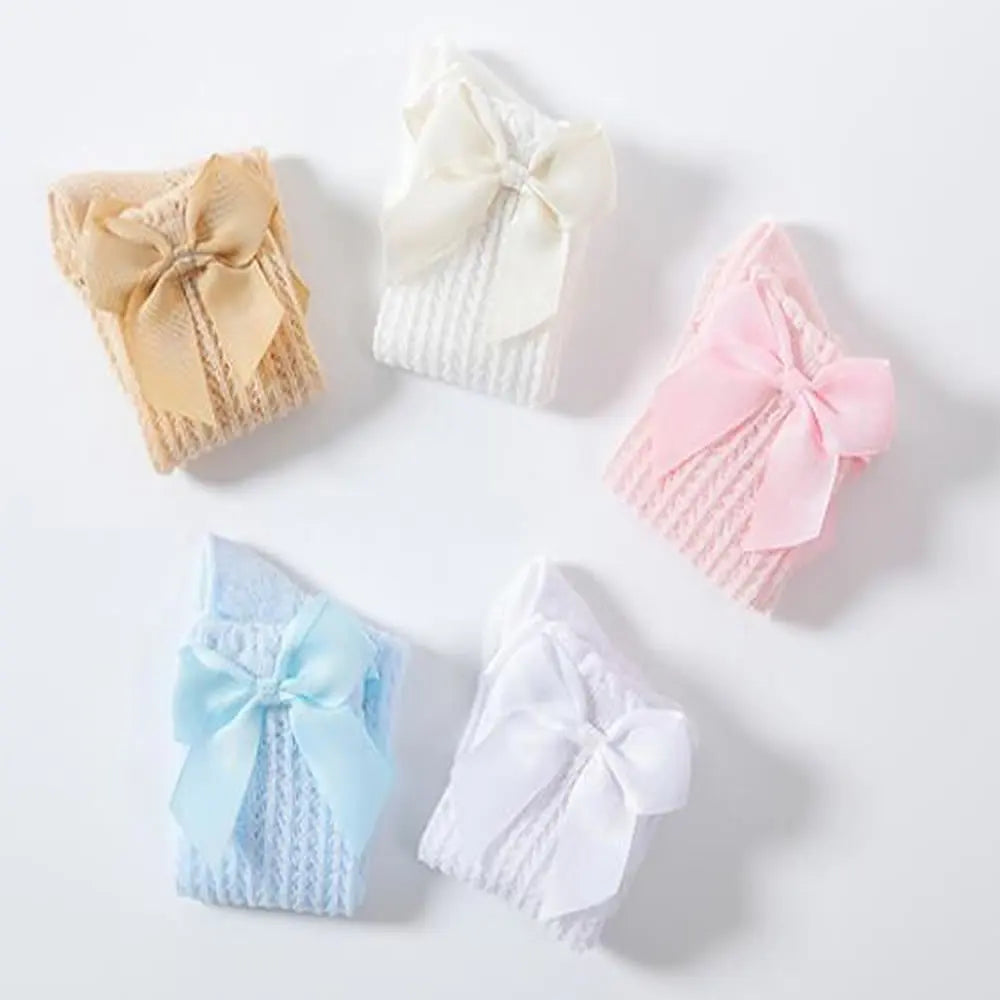 New Girls Stockings Toddler Knee High Bubble Mouth Stockings Baby Bowknot Cotton Nonslip Toddler Stocks Lace Stocking For Girl