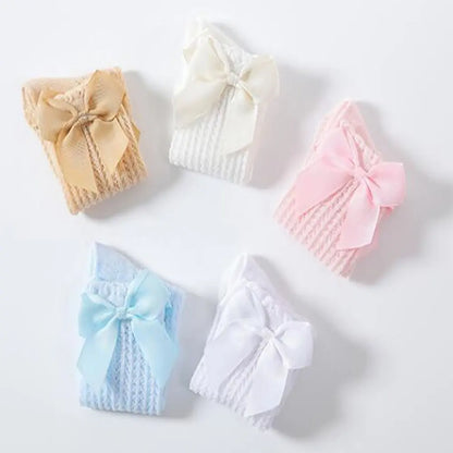 New Girls Stockings Toddler Knee High Bubble Mouth Stockings Baby Bowknot Cotton Nonslip Toddler Stocks Lace Stocking For Girl