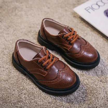 New All-match Black Brown Teenage Boy Dress Shoes 2024 Vintage Formal England Boys Wedding Party Shoes Boys Leather Shoes H06213