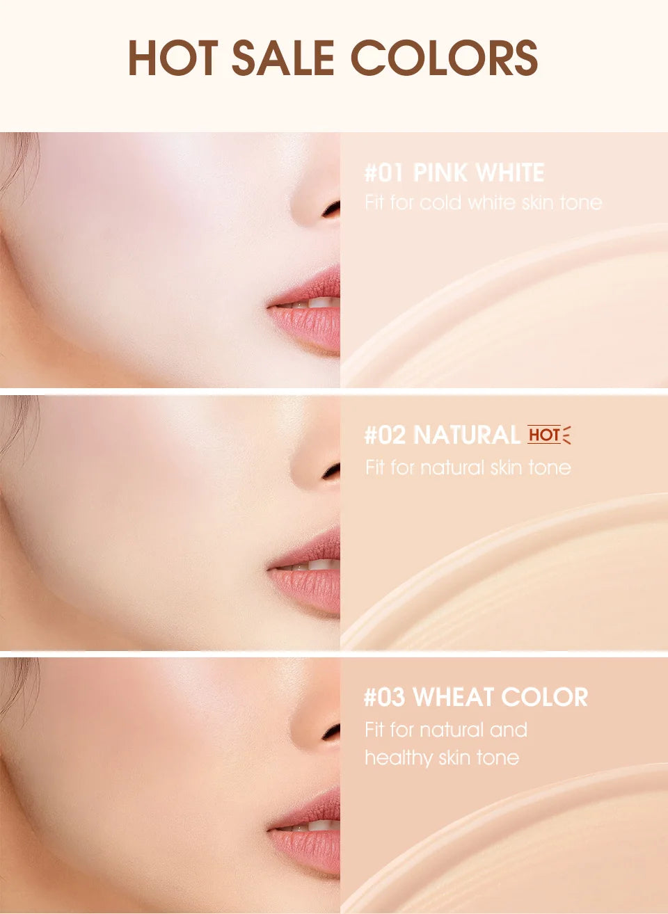 O.TWO.O Air Cushion BB Cream 3 Colors Fuller Coverage Waterproof Long-lasting Concealer Cushion Compact With Puff Face Makeup