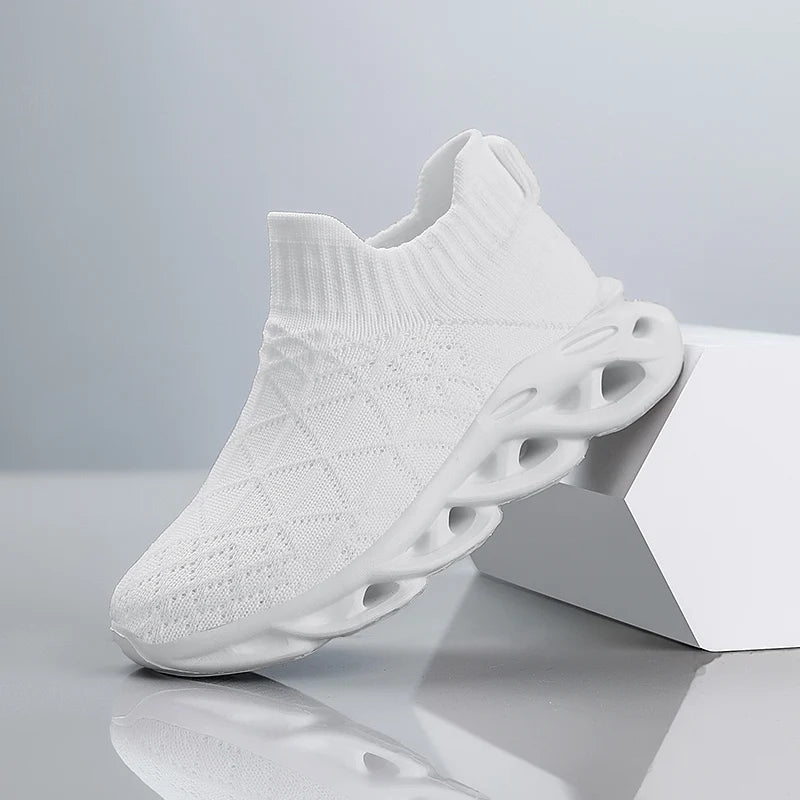 Children Sneaker Boys Sock Shoes Fashion Knit Spring Breathable Lightweight Running Sports Shoes Boy Slip on Casual Sneaker