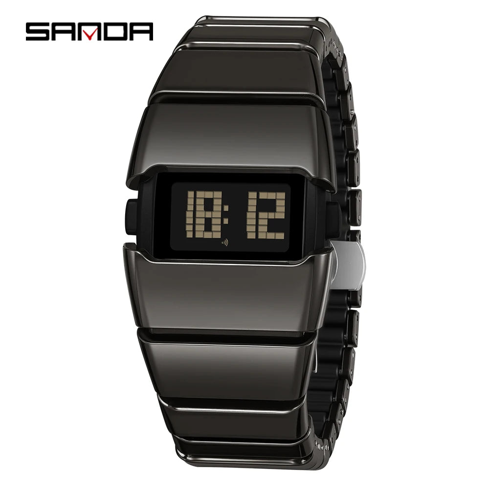 SANDA 9504 Retro Electronic Watch 5ATM Waterproof Night Light Display Snooze Alarm Clock Stopwatch Men's and Women's Watches2026