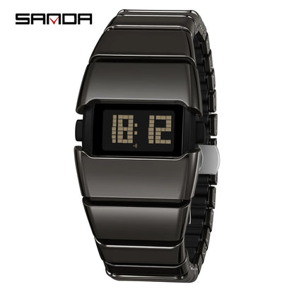 SANDA 9504 Retro Electronic Watch 5ATM Waterproof Night Light Display Snooze Alarm Clock Stopwatch Men's and Women's Watches2026