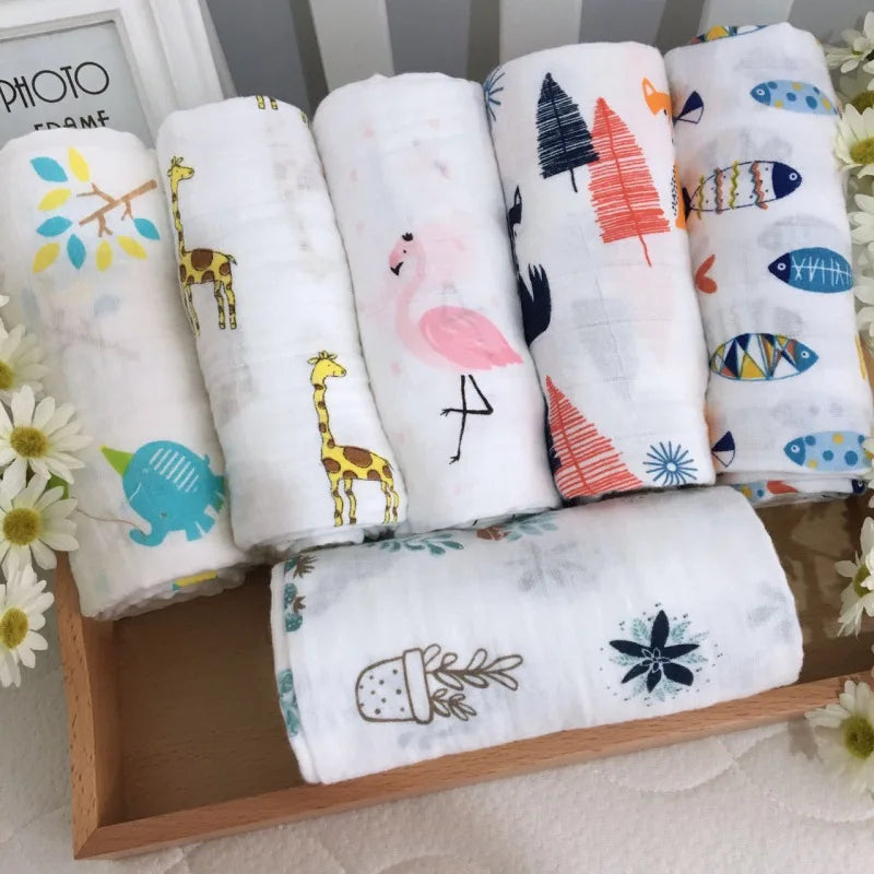 Newborn soft 100% muslin cotton swaddlle blanket infant baby wrap bath towel cover blanket 120x110cm