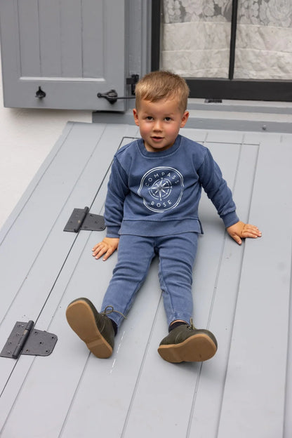 2026 Ali Plus new AW26 Compass Collection Dusty pink Muted blue washed denim oversized sweatshirt kids girl boy baby clothing