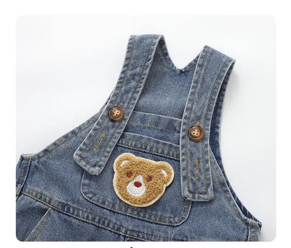 2024 Fashion Spring Autumn Kids Jumpsuit Boys Girls Cartoon Denim Bib Pants Children Trousers Fashion Toddler Casual 0-5Y