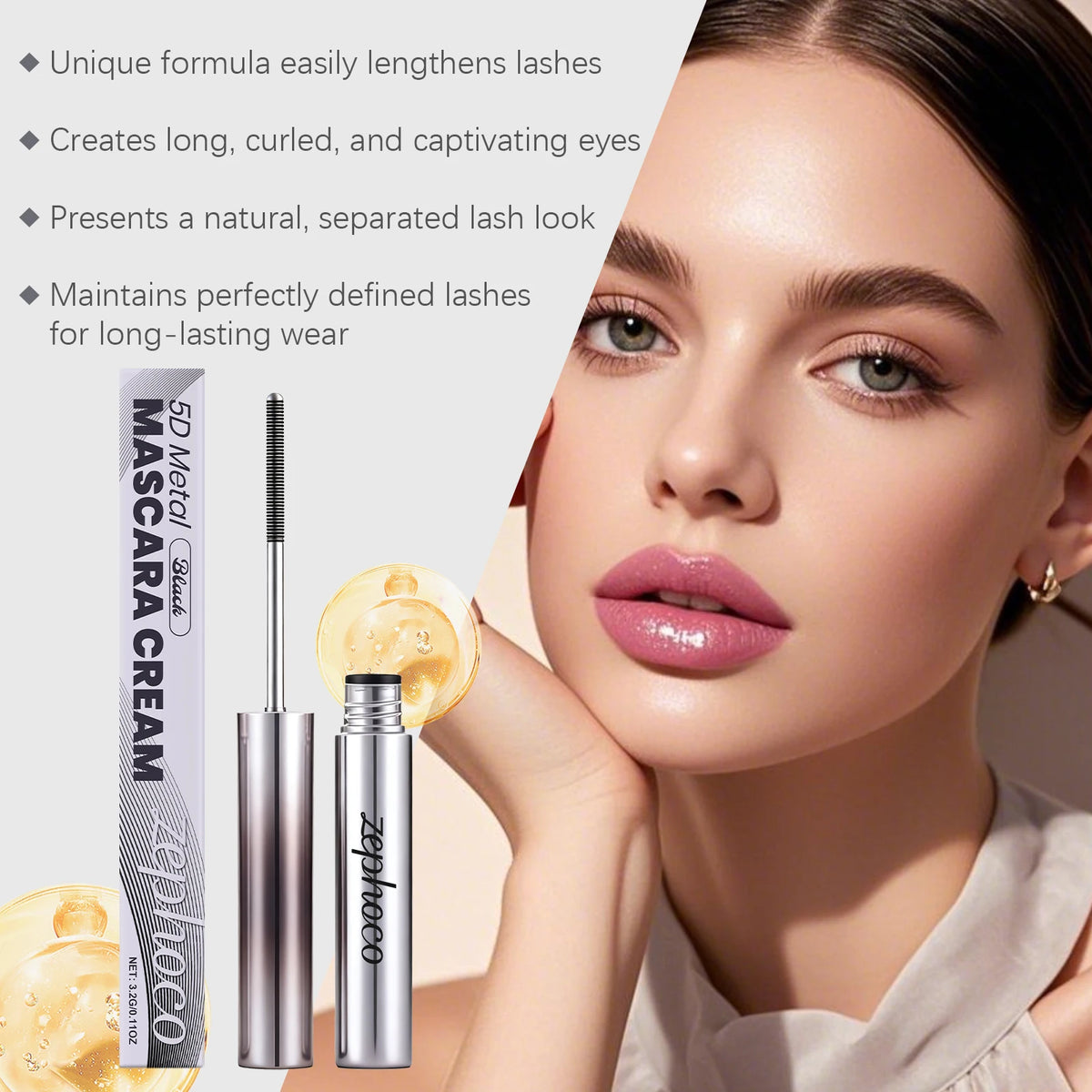 Black Mascara Volumizing Long Lasting Smudge Proof Waterproof Mascara Natural Curl Eyelash Lengthening Intense Black Eye Lash Makeup Daily Beauty Tool Cosmetic For All Day Wear